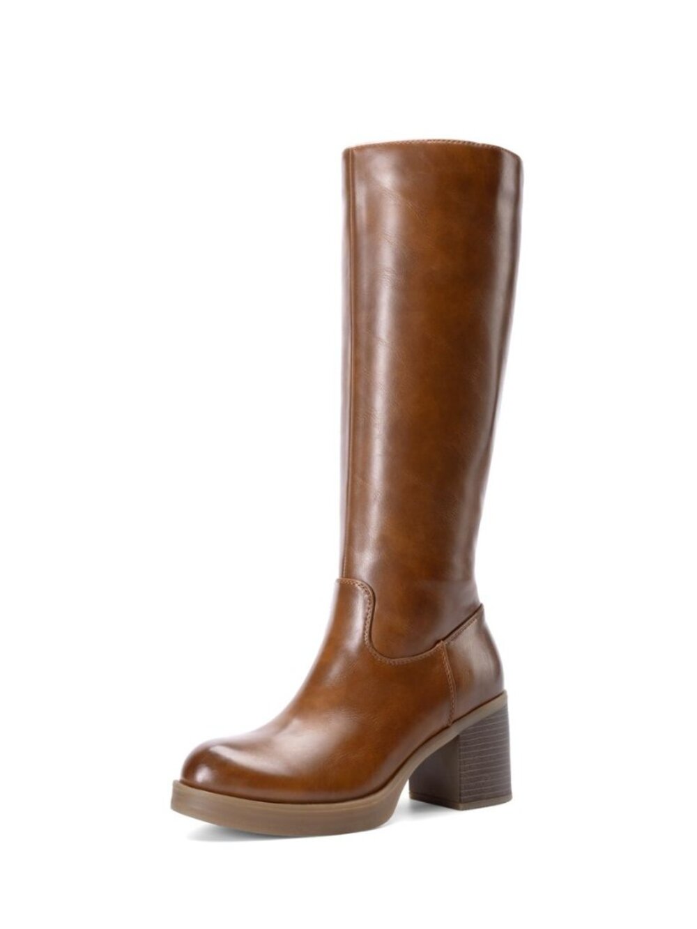 Womens Knee High Round Toe Platform Boots